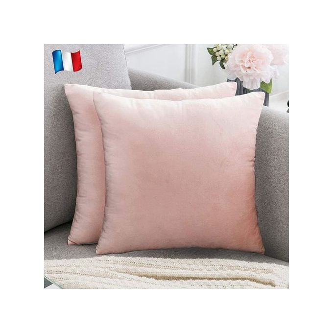 2x Housses de Coussin (45x45cm) (Rose Poudré)