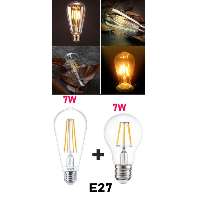2 pcs Lampes rétro , ampoule E27 , LED, lampe Vintage pour décorations, LED  transparente Edison, ampoule à Filament givré