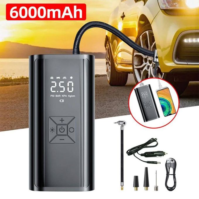 Gonfleur de pneu sans fil rechargeable, batterie 6000mah gonfleur de pneu  150 psi pompe de voiture