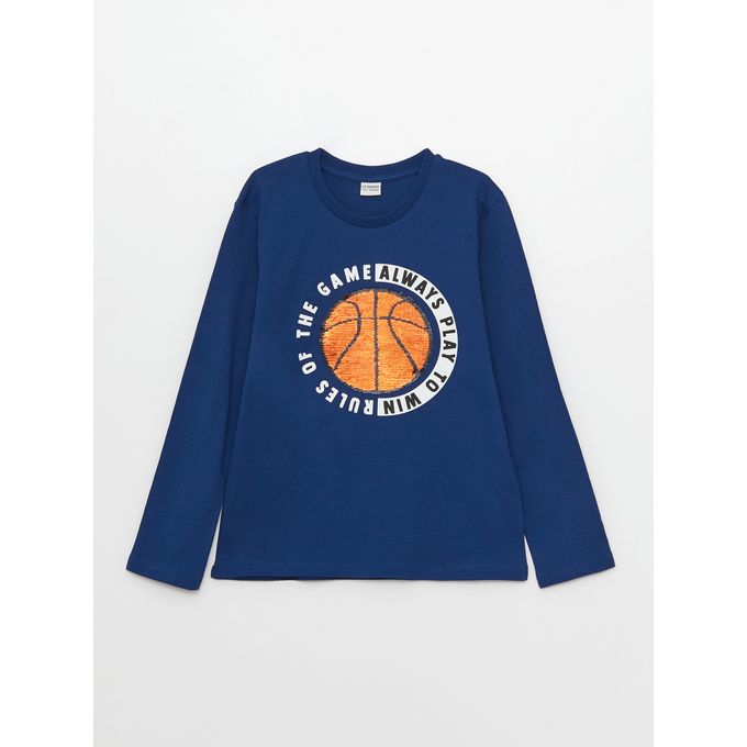 Lc Waikiki T-shirt à longues pour garçon à col ras  , imprimé, réversible et à paillettes