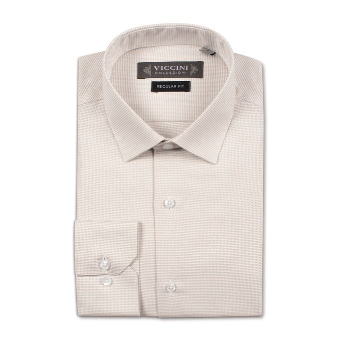 Viccini Chemise Micro Carreaux (Regular Fit) - Beige