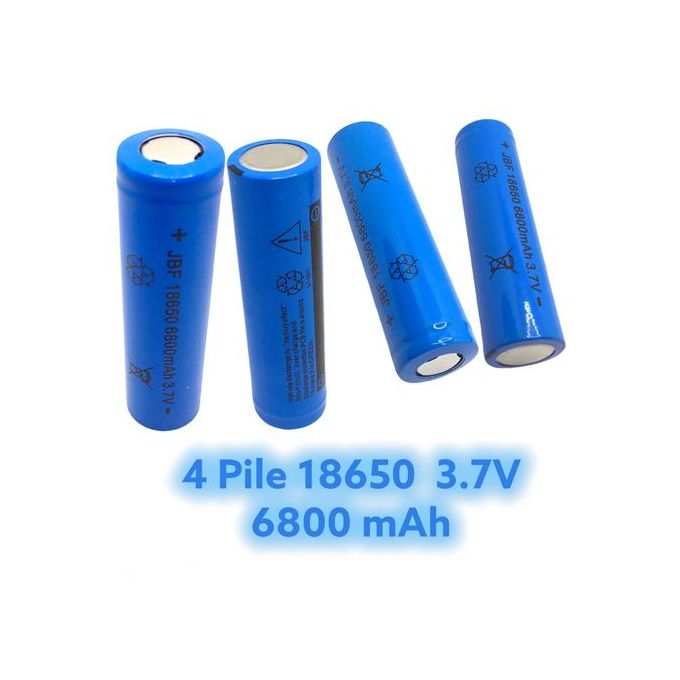4 batteries 3.7V 18650 Li-ion rechargeables 6800 mah