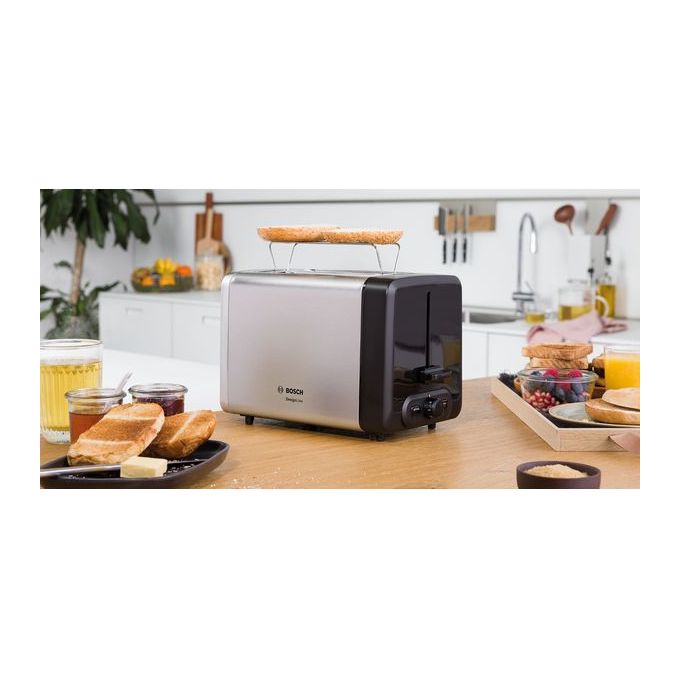Bosch Toaster Grill pain DesignLine acier inoxydable fonction réchauffage et décongélation T° réglable
