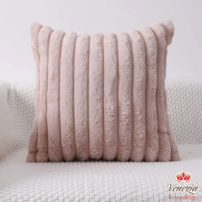 Venezia Housse De Coussin En Peluche De Luxe, décoration de maison moderne, (45 x 45 cm) ( Saumon )