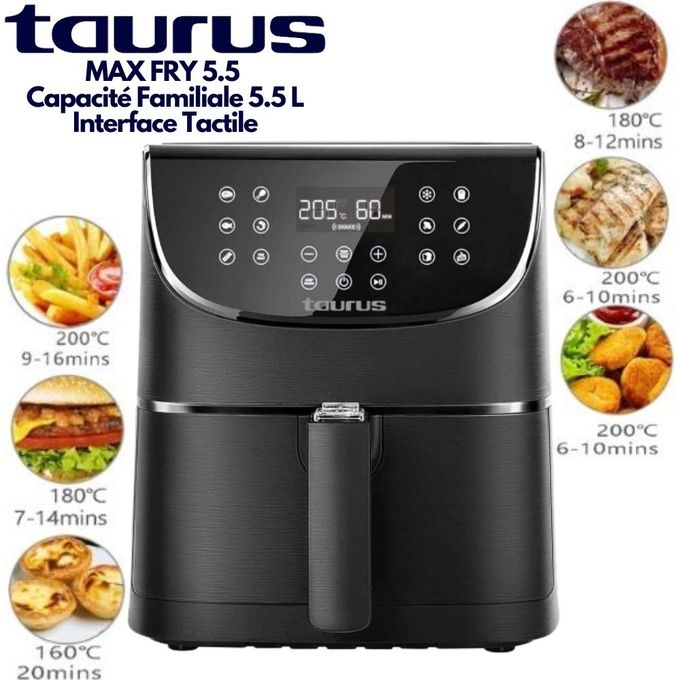 Taurus MAX FRY 5.5 Friteuse À Air Chaud Tactile Grande Capacité 5.5 Litres Air Fryer Sans Huile 1800W