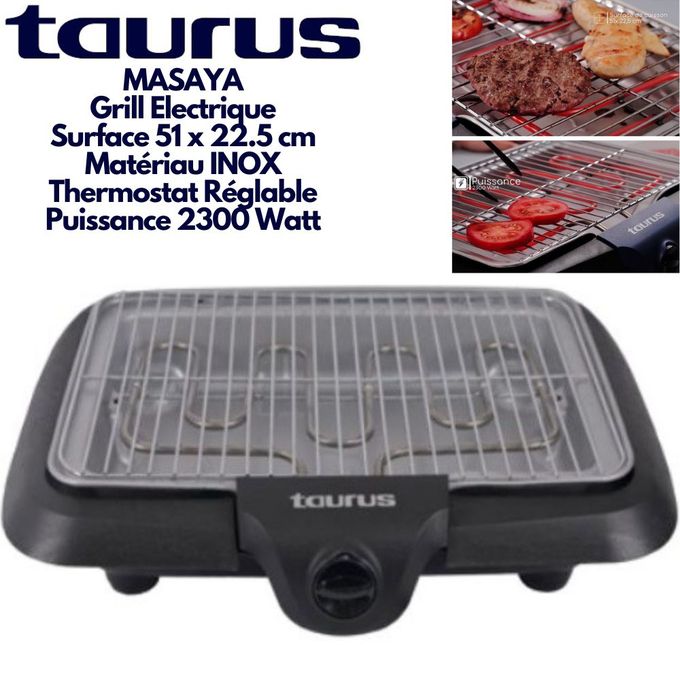 Taurus MASSAYA Planche De Cuisson électrique En INOX 51x22 cm Barbecue Grille Antiadhésif