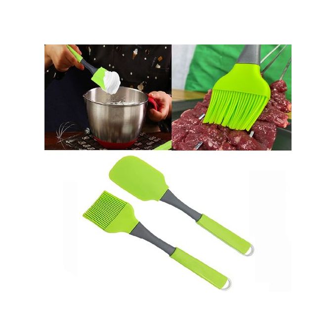 Lot de 2 ustensiles de cuisine en silicone - Spatule et pinceau de haute qualité