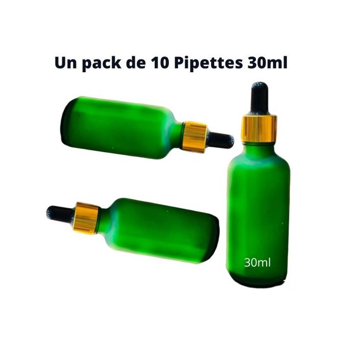 Generic Pack de 10 Pipette compte-gouttes en verre Marron bouchon Argenté  pour huiles et cosmétique 30ml à prix pas cher