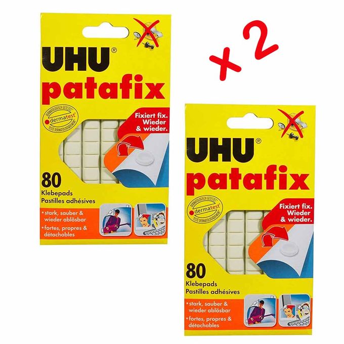 80 pastilles adhésives repositionnables - Patafix - UHU - Blanc