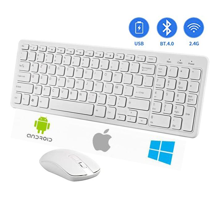 Generic Mini Clavier AZERTY Sans Fil + Souris Optique Sans Fil