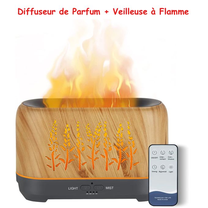 Diffuseur d'huiles essentielles d'aromathérapie et humidificateur d'air  avec effet de flamme et veilleuse- 200ml