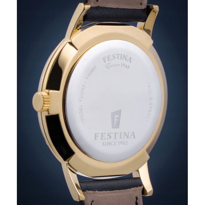 Festina Petite seconde المغرب جوميا Bracelet F20567/2 Dore cuir - Cadran en | noir.- Argenté 