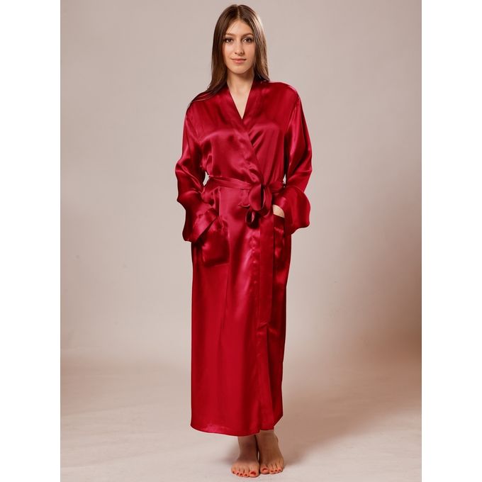 peignoir satin rouge