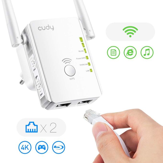 Cudy répéteur  Wi-FI RE300 , 300 Mbit/s WPS 2 Ports Ethernet AP