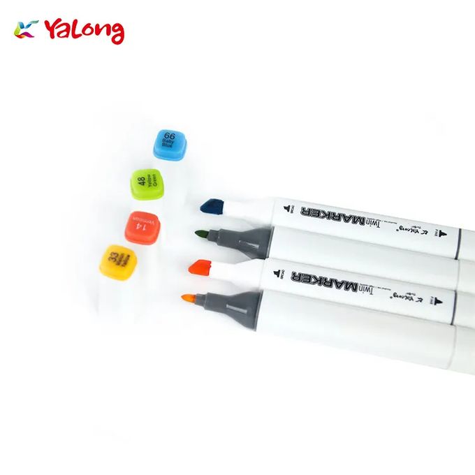 Yalong Professional Sketch Marker Pen, Boite 24 couleurs - 2 tête  (Rond-Biseauté) | جوميا المغرب