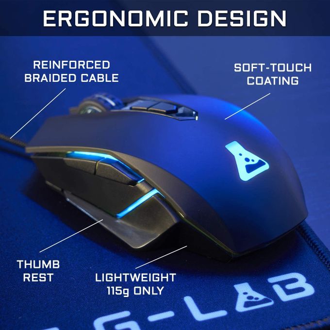 THE G LAB Kult Radium Souris Gaming 4800 DPI - Capteur Optique Haute Précision