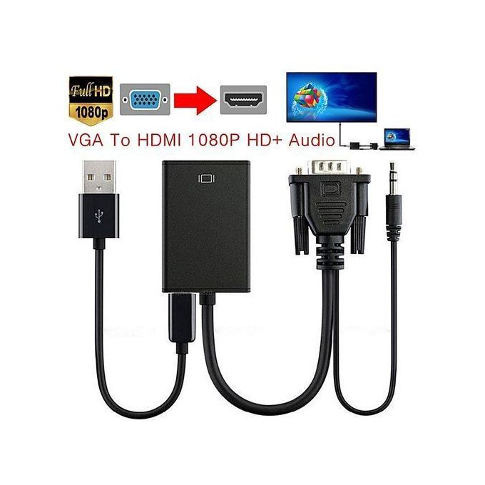 VGA Male To HDMI Output Adaptateur 1080P HD+ Audio TV AV HDTV Video