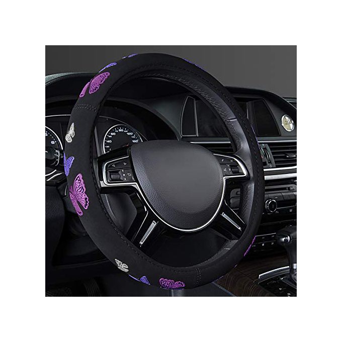 Generic Couvre Volant de Voiture pour Femme, Couverture Housse cache volant  de LUXE - Universel brodé fleurs à prix pas cher