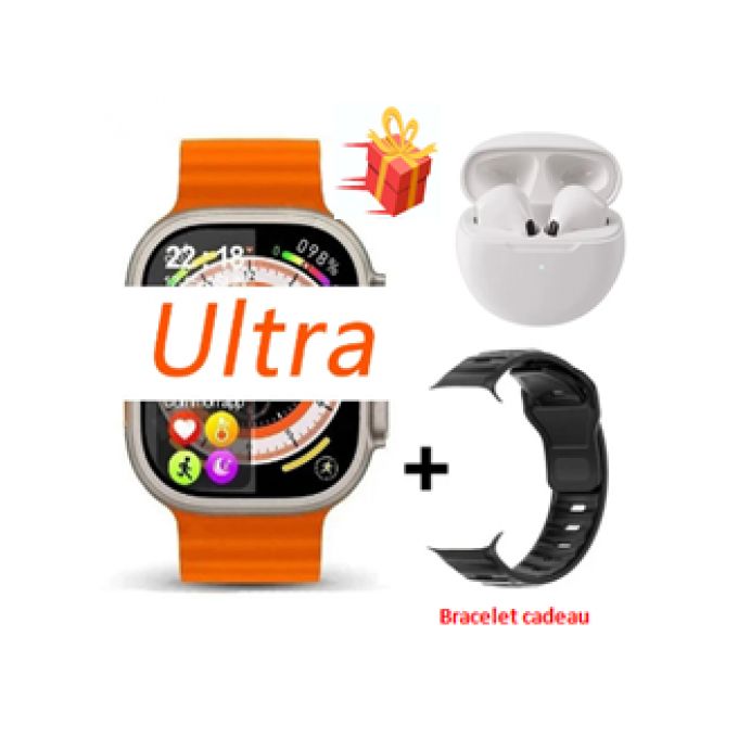 Smart watch Series 8 ultra avec 2 bracelet et earpods Bluetooth