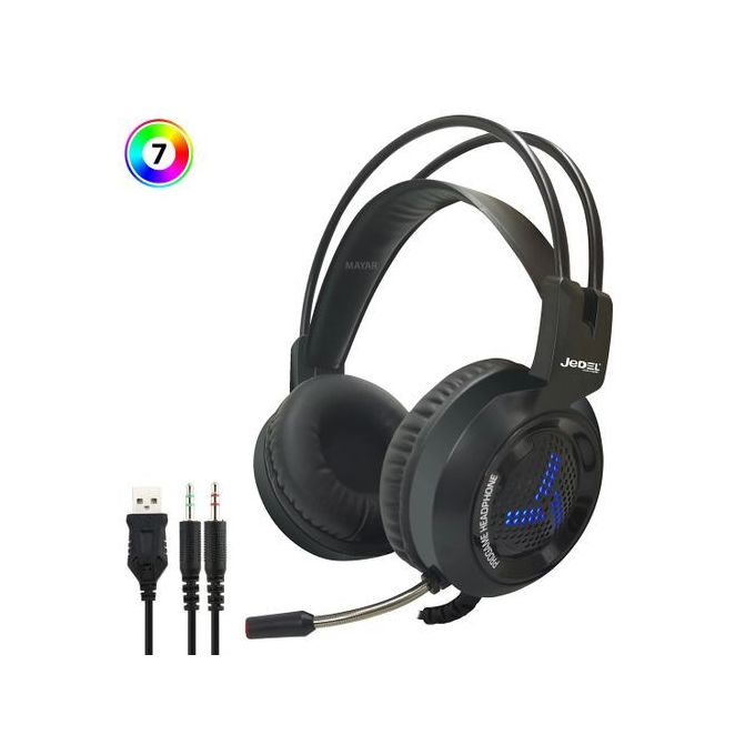Jedel Casque Gaming GH-39 basse stéréo RGB 7 Couleurs