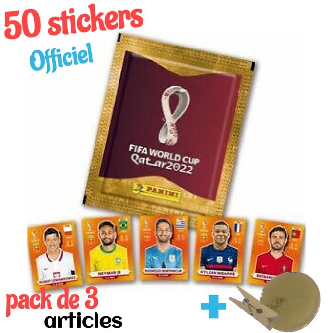 Panini Pincette/Pok avec 50 Cartes autocollant FIFA Coupe du monde 2022  Qatar à prix pas cher