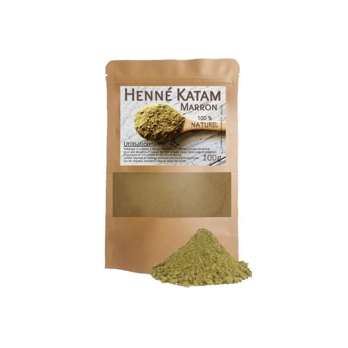 100g HENNÉ KATAM 100% NATUREL SANS PRODUITS CHIMIQUES.  Colorant capillaire végétal Katam MARRON