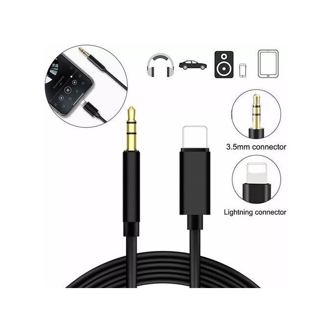 Generic Lightning à 3.5mm adaptateur Audio mâle AUX casque câble voiture  convertisseur pour iphone à prix pas cher