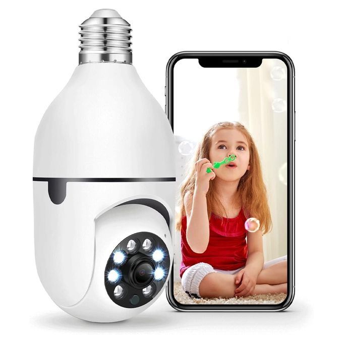 ampoule camera de surveillance wifi, lampe camera PTZ 1080P rotation 360 E27