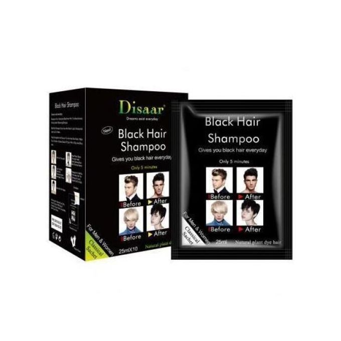 Disaar 10 Pcs/25ml Shampoing colorant Noir pour cheveux Coloration rapide à 5 minutes