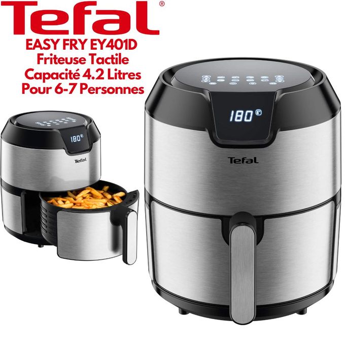 Tefal EASY FRY Friteuse Tactile 4.2 Litres Air Fry Friteuse À Air Chaud 6  Programmes 1.5 kg des Frites à prix pas cher