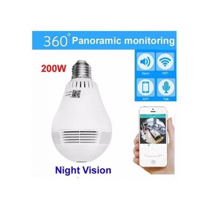Camera panoramique par wifi pour la sécurité caché sous forme lampe d’éclairage.