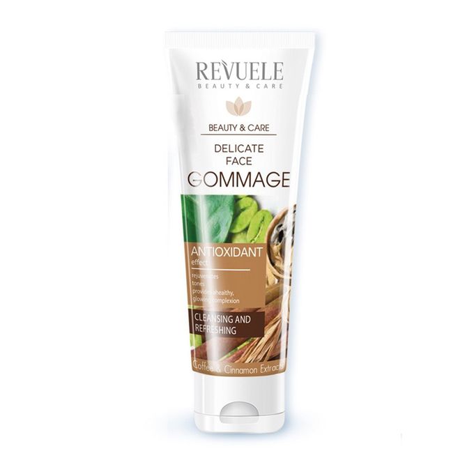 Revuele DЕLICATE FACE GOMMAGE WITH CAFFEINE, COSMETIC CLAY AND CINNAMON, 80 ml