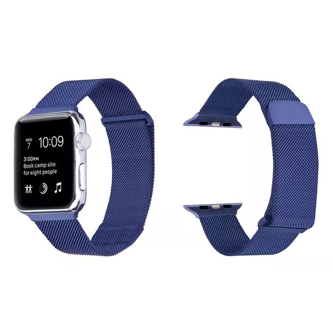 Generic bracelet pour apple watch Série 7 magnétique en acier inoxydable -  Bleu 42 / 44MM à prix pas cher