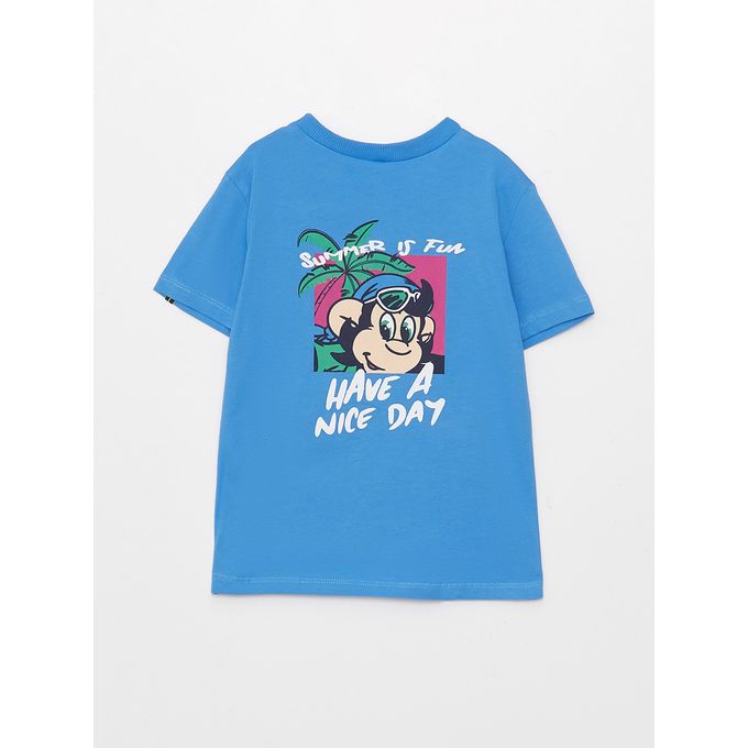 Lc Waikiki T-shirt pour bébé garçon à col ras, manches courtes, imprimé singe nostalgique