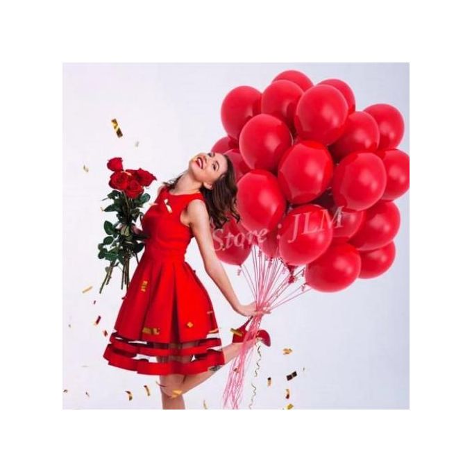 50 Ballons Coeur Rouge 31cm