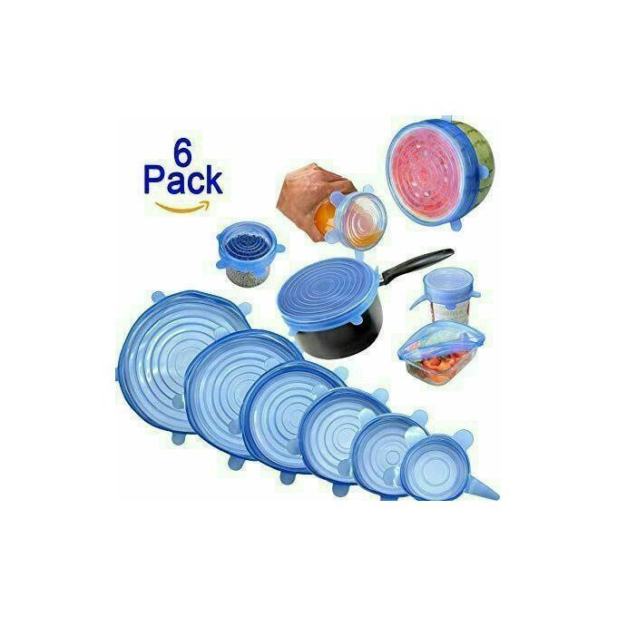 Achat COUVERCLES EXTENSIBLES EN SILICONE RÉUTILISABLES LOT DE 6 - Bleu en  gros