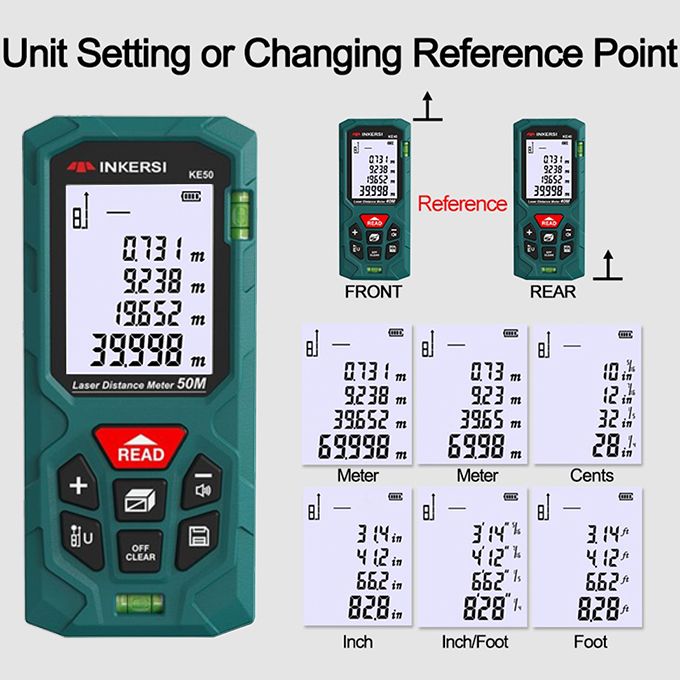 inkersi Télémètre laser numérique 50m, ruban à mesurer, distance