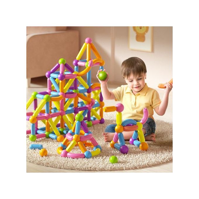 Generic Jeu de Construction de bâtons magnétiques pour enfants 64 PCS à  prix pas cher