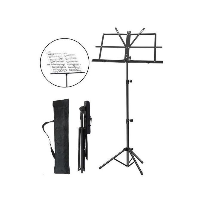 Stands de musique Stand de la partition, support de musique portable avec  sac de transport et microphone, porte-hauteur réglable en métal pour le