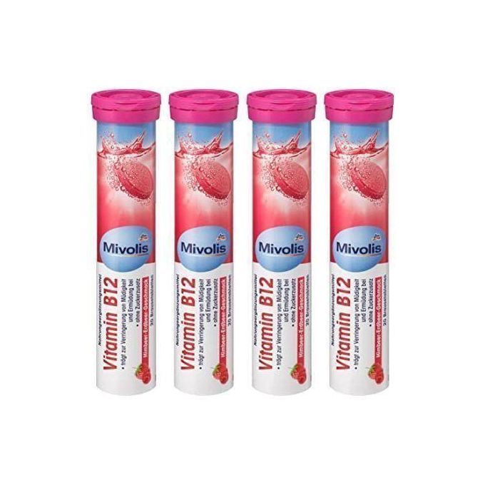 4 Boîtes De Vitamine B12 Mivolis - Comprimés Effervescents, 20 Comprimés Par Boîte - Péremption 11/2026