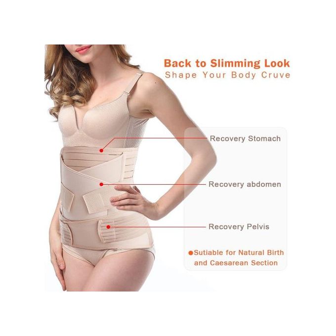 3 En 1 Récupération post-partum Enveloppement du ventre Taille / bassin  Ceinture C Section Body Shaper