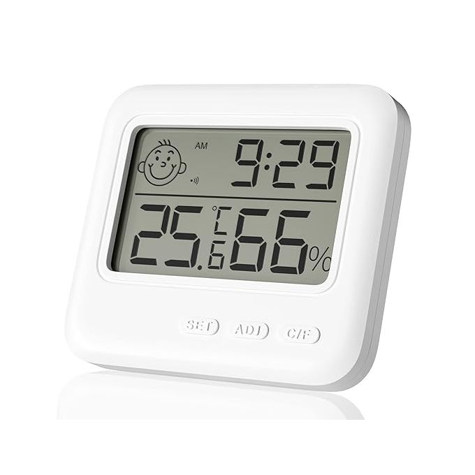 1pc Mini Horloge Simple, Réveil Numérique Thermomètre Hygromètre