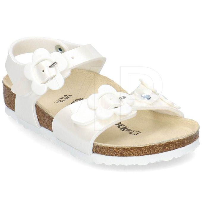 Birkenstock Rio Plain Kids Birko-Flor Pearly Flowers White