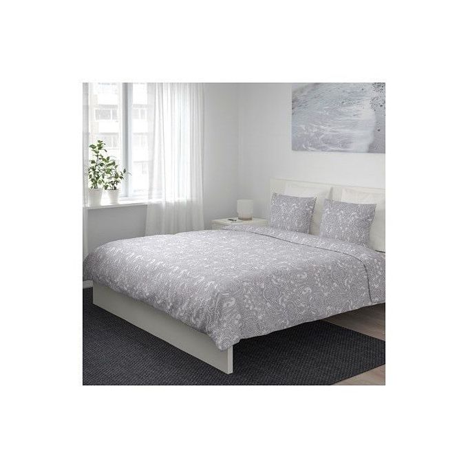 Ikea Housse De Couette Et 2 Taies D Oreiller Blanc Motif Gris