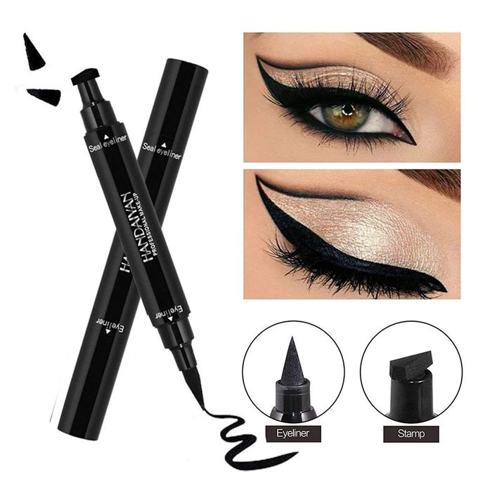 Handaiyan Eyeliner noir étanche 2 en 1, crayon à paupières liquide avec tampon triangulaire