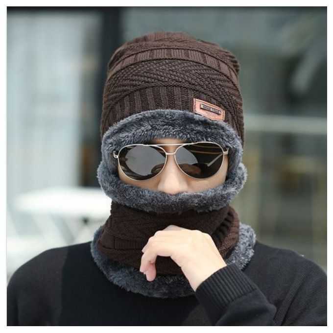 Generic Bonnet homme et cache cou pour hommes et femmes pour Hiver blue à  prix pas cher