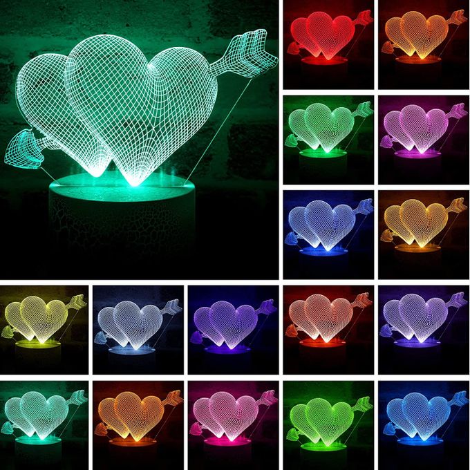 Generic Lampe 3D cœur LED De Table Romantique, Lumière d'Illusion d'Amour  LED, décoration chambre à coucher, cadeau amour à prix pas cher