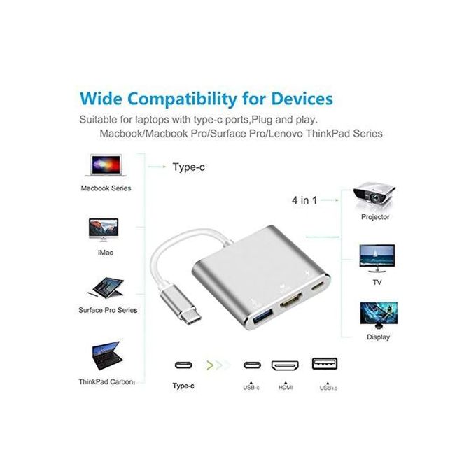 Generic Usb Adaptateur USB C à VGA - Convertisseur de hub multiport 3-en-1  de type C-vga à prix pas cher