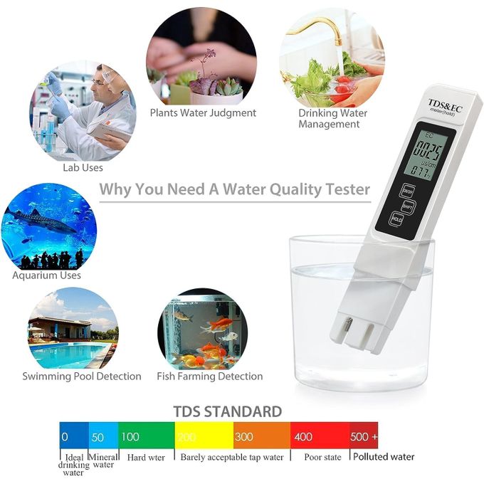 PH Testeur Electronique, Testeur de qualité de l'eau Digital LCD,Fonction  D'étalonnage Automatique et