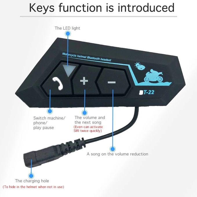 Generic casque Bluetooth BT-22 pour moto avec Microphone à prix pas cher